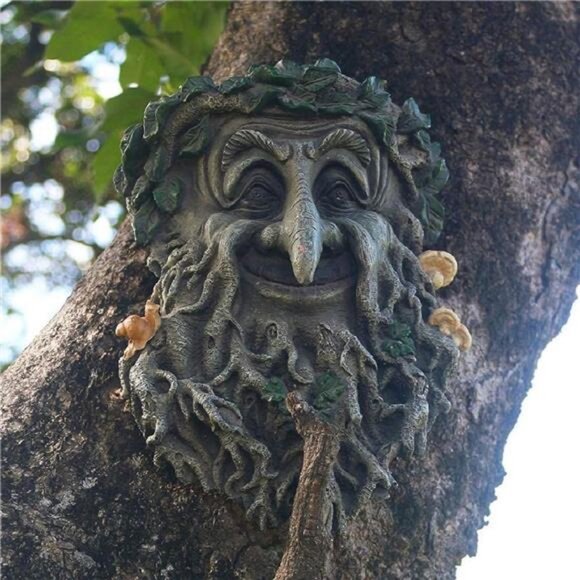 Tree Face Decor Old Man Tree Faces Sculptures Tree Huggers, Whimsical Tree Faces - Picture 1 of 7